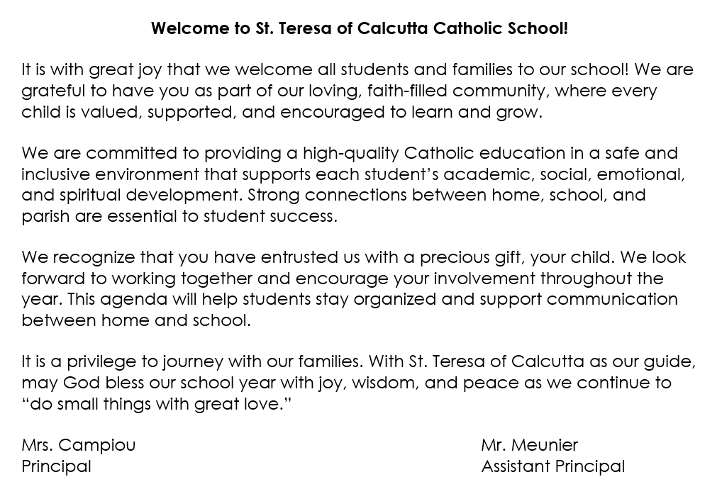 welcome message